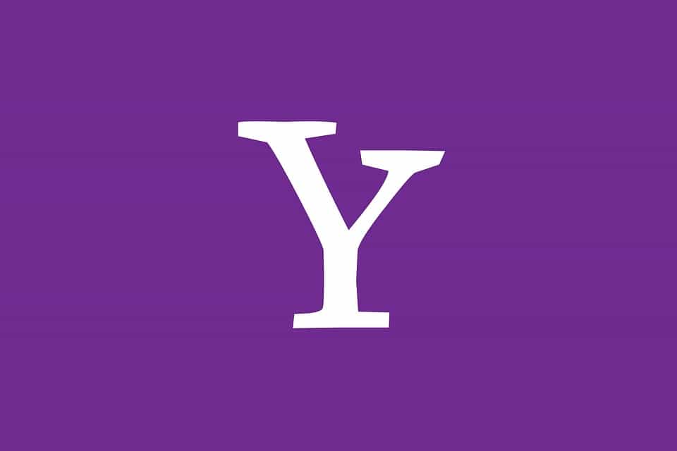 Yahoo logo white Y on purple background, illustrating an article about Yahoo search now powered by Bing